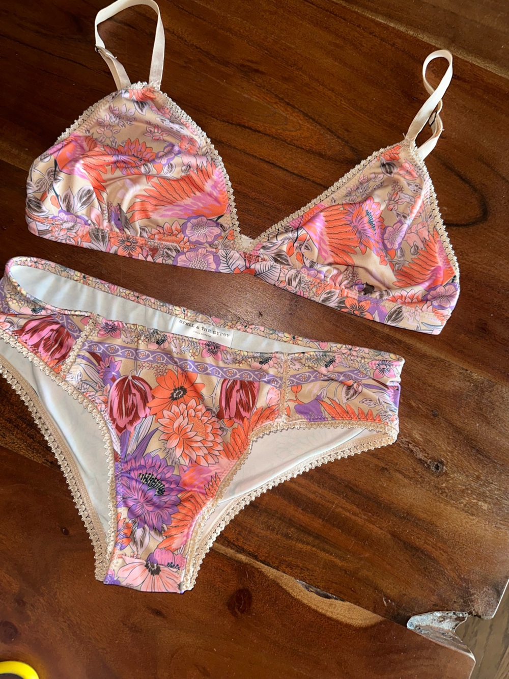 Siren song Spell Floral Bikini Brief Set - Pink, Purple & Orange